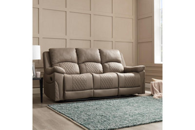 Home Detail Darius 3 Seater Recliner Sofa, Light Brown Air Leather - image 1