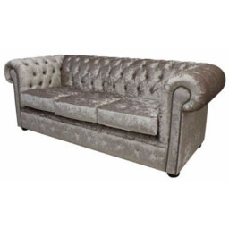 Chesterfield 3 Seater Sofa Settee Shimmer Mink Velvet In Classic Style - thumbnail 3