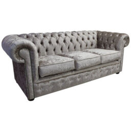 Chesterfield 3 Seater Sofa Settee Shimmer Mink Velvet In Classic Style - thumbnail 2