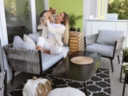 Beliani Garden Lounge Set With Table 4 Seater Preveza Pe Rattan Grey - thumbnail 2