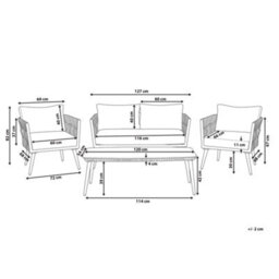 Beliani Garden Lounge Set With Table 4 Seater Preveza Pe Rattan Grey - thumbnail 3