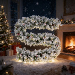 Evre 9Ft, 275Cm Snow Frosted Artificial Christmas Garland, Pine Cone, Berries Branches, Indoor, Wall Hanging Decoration - thumbnail 8