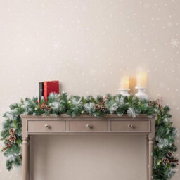 Evre 9Ft, 275Cm Snow Frosted Artificial Christmas Garland, Pine Cone, Berries Branches, Indoor, Wall Hanging Decoration - thumbnail 2