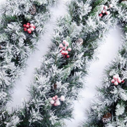 Evre 9Ft, 275Cm Snow Frosted Artificial Christmas Garland, Pine Cone, Berries Branches, Indoor, Wall Hanging Decoration - thumbnail 4