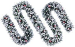 Evre 9Ft, 275Cm Snow Frosted Artificial Christmas Garland, Pine Cone, Berries Branches, Indoor, Wall Hanging Decoration - thumbnail 1
