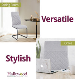 Hallowood Furniture Cullompton Light Grey High Back Dining Chairs With Black Metal Base X2 - thumbnail 6