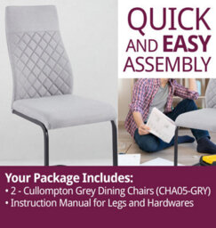 Hallowood Furniture Cullompton Light Grey High Back Dining Chairs With Black Metal Base X2 - thumbnail 7