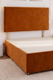 Knight Sleep York Orange Plush 5Ft Divan Bed Frame No Drawers With Upholstered Headboard - King Size - thumbnail 2