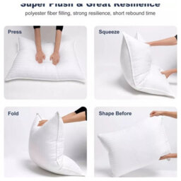 Ameha Stripe Filled Pillow Dream Sleep Premier Hotel Quality Hypoallergenic Bed Pillows Anti Allergy Soft Quilted Pillow 2 Pair - thumbnail 4