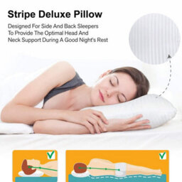 Ameha Stripe Filled Pillow Dream Sleep Premier Hotel Quality Hypoallergenic Bed Pillows Anti Allergy Soft Quilted Pillow 2 Pair - thumbnail 9