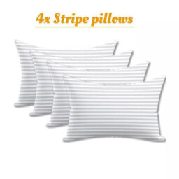 Ameha Stripe Filled Pillow Dream Sleep Premier Hotel Quality Hypoallergenic Bed Pillows Anti Allergy Soft Quilted Pillow 2 Pair - thumbnail 8