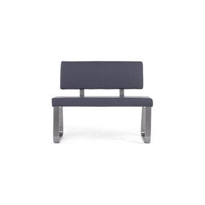 Furniture 48 Alvin Small Grey Faux Leather Bench With Back