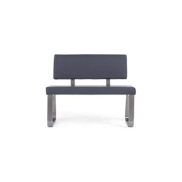 Furniture 48 Alvin Small Grey Faux Leather Bench With Back - thumbnail 1