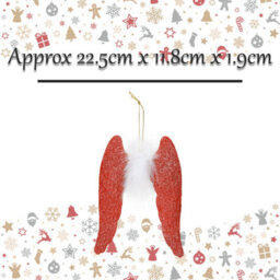 Christmas Tree Decoration Hanging Angel With Glitter And Fur X Red - thumbnail 2