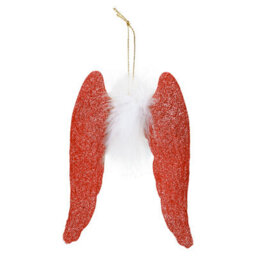 Christmas Tree Decoration Hanging Angel With Glitter And Fur X Red - thumbnail 1