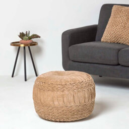 Homescapes Taupe Velvet Pouffe, Sofia Pleated Ottoman Footstool, Soft Round Velvet Seat For Living Room Or Bedroom - thumbnail 2