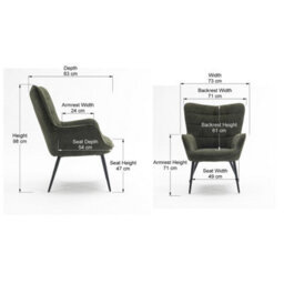 More4Homes Vera Occasional Armchair Living Room Bedroom Modern Velvet Accent Chair (Green) - thumbnail 7