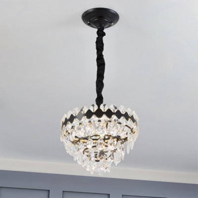 Living And Home Modern Black Led Crystal Chandelier, Adjustable Living Room/bedroom Chandelier - image 1