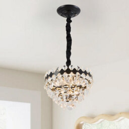 Living And Home Modern Black Led Crystal Chandelier, Adjustable Living Room/bedroom Chandelier - thumbnail 3