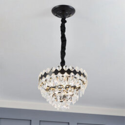 Living And Home Modern Black Led Crystal Chandelier, Adjustable Living Room/bedroom Chandelier