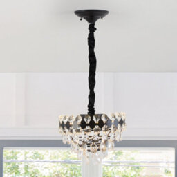 Living And Home Modern Black Led Crystal Chandelier, Adjustable Living Room/bedroom Chandelier - thumbnail 4