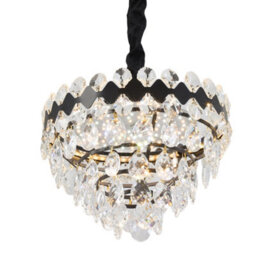 Living And Home Modern Black Led Crystal Chandelier, Adjustable Living Room/bedroom Chandelier - thumbnail 7