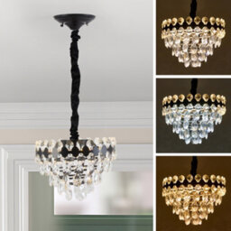 Living And Home Modern Black Led Crystal Chandelier, Adjustable Living Room/bedroom Chandelier - thumbnail 2