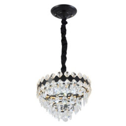 Living And Home Modern Black Led Crystal Chandelier, Adjustable Living Room/bedroom Chandelier - thumbnail 5