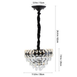 Living And Home Modern Black Led Crystal Chandelier, Adjustable Living Room/bedroom Chandelier - thumbnail 8