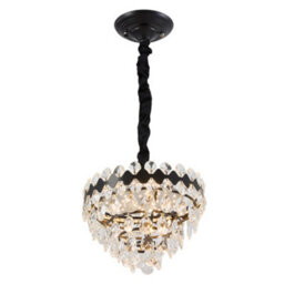 Living And Home Modern Black Led Crystal Chandelier, Adjustable Living Room/bedroom Chandelier - thumbnail 6