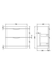 Hudson Reed Components Floor Standing 2 Drawer Unit, 800mm-Satin Green - thumbnail 2