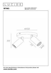 Lucide Ritmo Ceiling Spotlight Diameter 15Cm 2Xgu10 (Mr11) - Coffee - thumbnail 5