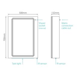 Sensio Harlow Wall-Mounted Illuminated Mirrored Bathroom Cabinet With Shaver Socket (W)500mm (H)700mm - thumbnail 5