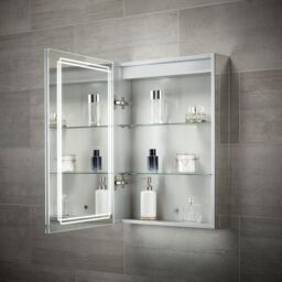 Sensio Harlow Wall-Mounted Illuminated Mirrored Bathroom Cabinet With Shaver Socket (W)500mm (H)700mm - thumbnail 4