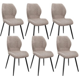 Longtoo Set Of 6 Dining Chairs ,linen Sponge Cushion ,metal Legs And Diamond Pattern Upholstered-Brown. - thumbnail 1