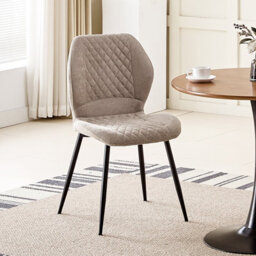 Longtoo Set Of 6 Dining Chairs ,linen Sponge Cushion ,metal Legs And Diamond Pattern Upholstered-Brown. - thumbnail 6
