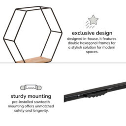 MH London Haverstock Wall Shelf Floating Shelf Wall Mounted Shelf Book Shelves Solid Wood & Iron Black & Natural Set Of 5 - thumbnail 5