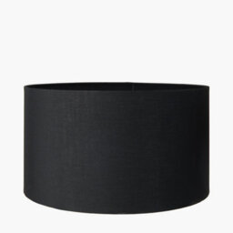Pacific Lifestyle 35Cm Black Poly Cotton Drum Lamp Shade Cylinder Table Lampshades
