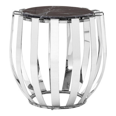 Orsina Contemporary Black Marble Side Table, Durable Side Table By Couch For Livingroom, Strong Bedside Table - image 1