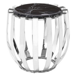 Orsina Contemporary Black Marble Side Table, Durable Side Table By Couch For Livingroom, Strong Bedside Table - thumbnail 2