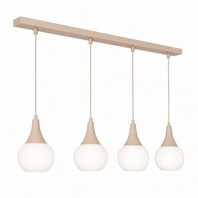 Luminosa Lighting Luminosa Lacrima Bar Pendant Ceiling Light Beige White Glass Shade 4X E27 - image 1