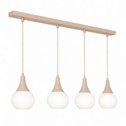Luminosa Lighting Luminosa Lacrima Bar Pendant Ceiling Light Beige White Glass Shade 4X E27 - thumbnail 1