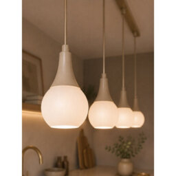 Luminosa Lighting Luminosa Lacrima Bar Pendant Ceiling Light Beige White Glass Shade 4X E27 - thumbnail 3