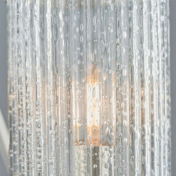 3 Lamp Ceiling & 2X Matching Wall Light Pack Bright Nickel & Ribbed Glass Shade - thumbnail 4