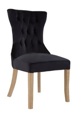 Orsina Black Buttoned Dining Chair,button Tufted Accent Chair,upholstered Seat With Wooden Legs,decorative Chair - image 1