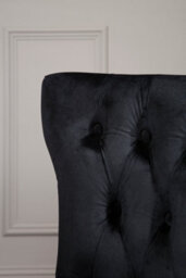 Orsina Black Buttoned Dining Chair,button Tufted Accent Chair,upholstered Seat With Wooden Legs,decorative Chair - thumbnail 3