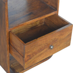 Wyld Haus Bologna Chestnut Mango Wood Curved 2-Drawer Bedside Table - thumbnail 7