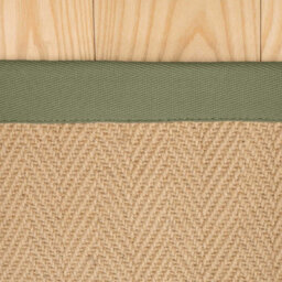 Loomed Natural Jute Green Cotton Border Runner Rug 70X240Cm - thumbnail 4