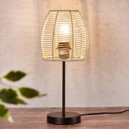 Trueshopping Contrast Rattan Table Lamp With Black Base - thumbnail 2