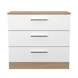 Trent 3 Drawer Chest Of Drawers In White Matt & Bardolino Oak (Ready Assembled) - thumbnail 2